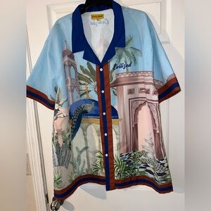 CivilizeD peacock paradise casual button up shirt men’s XL